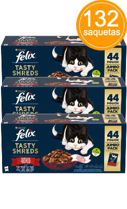 Felix Tasty Shreds Farm Selection in Gravy Jumbo Pack 132 – imagem principal