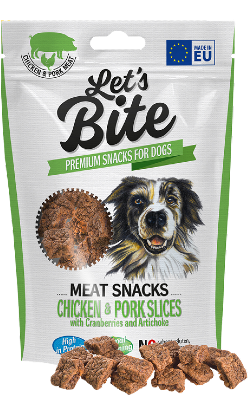 Biscoitos para cão Brit Let's Bite Meat Snacks Chicken & Pork Slices with Cranberries – imagem principal