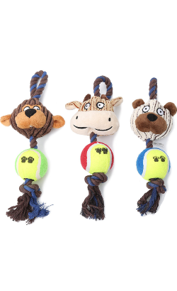 Brinquedo para cão Eurosiam Brinquedo Cão em Peluche c/Corda E Bola Ténis