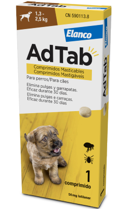 AdTab Comprimidos Mastigáveis para Cão 1,3 - 2,5 kg | 56,25 mg – imagem principal