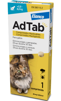 AdTab Comprimidos Mastigáveis para Gato 2 - 8 kg | 48 mg