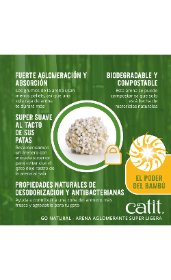 Areia para Gatos Auto Aglomerante Catit Go Natural Bambú | Baunilha – imagem secundária 4