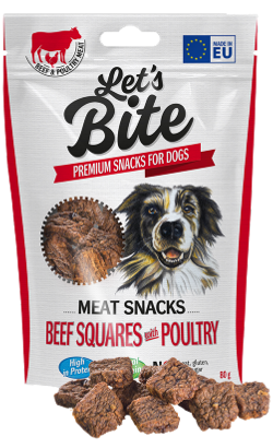 Biscoitos para cão Brit Let's Bite Meat Snacks Beef Squares with Poultry – imagem principal