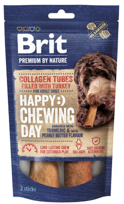 Biscoitos para Cão Brit Premium by Nature Collagen Tubes Filled with Turkey Happy Chewing Day