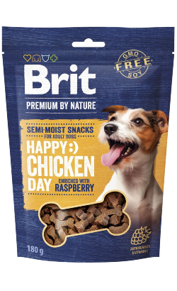 Biscoitos para Cão Brit Premium by Nature Semi-moist Snacks Happy Chicken Day & Raspberry