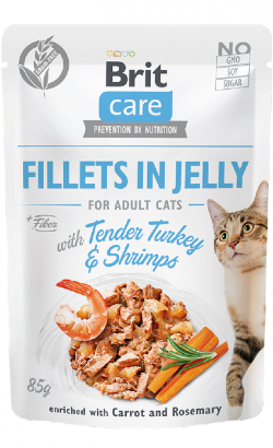 Brit Care Cat Fillets in Jelly with Tender Turkey & Shrimps – imagem principal