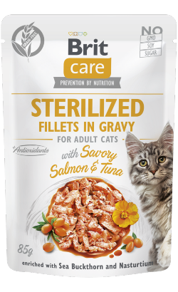 Brit Care Cat Sterilized Fillets in Gravy with Savory Salmon & Tuna