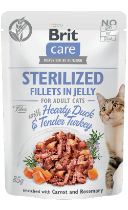 Brit Care Cat Sterilized Fillets in Jelly with Hearty Duck & Tender Turkey – imagem principal
