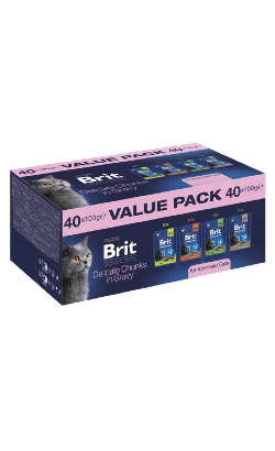 Brit Premium by Nature Sterilised Cat Value Pack Delicate Chunks in Gravy