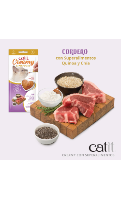 Catit Creamy Superfoods Snack | Borrego, Quinoa & Chia – imagem secundária 1