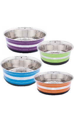 Eurosiam Comedouro Heavy Striped com Anel Removivel | Cores Sortidas para cão – imagem principal