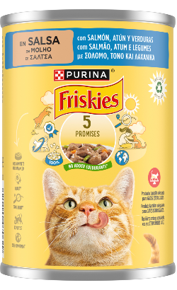 Friskies Gato Adulto Pedaços em molho com Salmão, Atum e Legumes