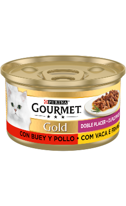 Gourmet Gold Duplo Prazer com Carne de Vaca & Frango