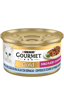 Gourmet Gold Duplo Prazer com Peixe do Oceano & Espinafres