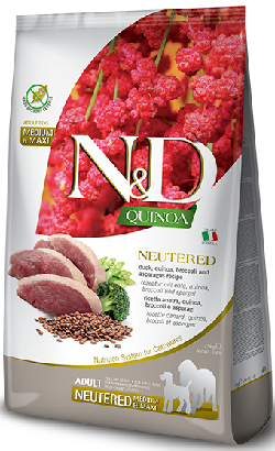 N&D Quinoa Neutered Duck, Broccoli & Asparg Adult Medium Maxi – imagem principal