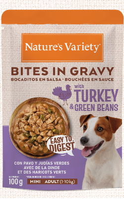 Natures Variety Bites in Gravy Mini Pedaços Molho Peru & Feijão Verde
