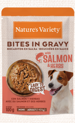 Natures Variety Bites in Gravy Mini Pedaços Molho Salmão & Ervas