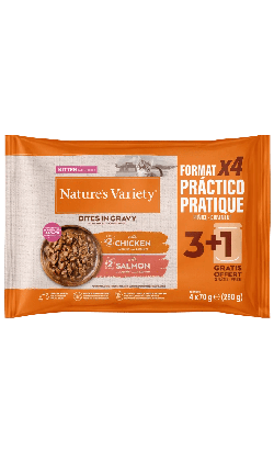 Natures Variety Cat Pedaços em Molho Kitten Multipack Frango & Salmão