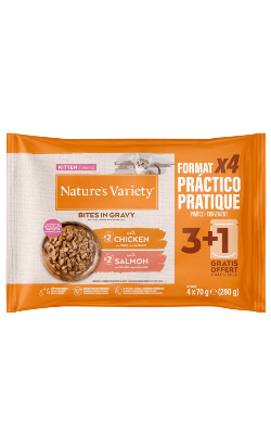 Natures Variety Cat Pedaços em Molho Multipack Frango & Salmão