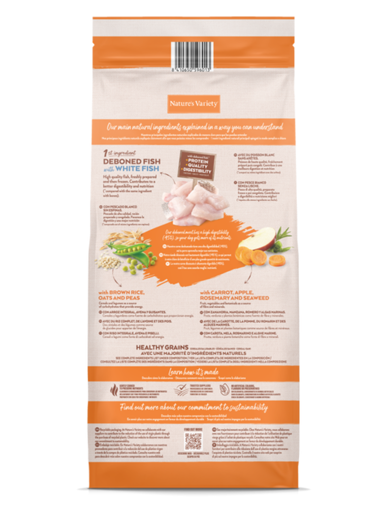 Natures Variety Medium Maxi Adult Healthy Grains Peixe Branco – imagem secundária 1