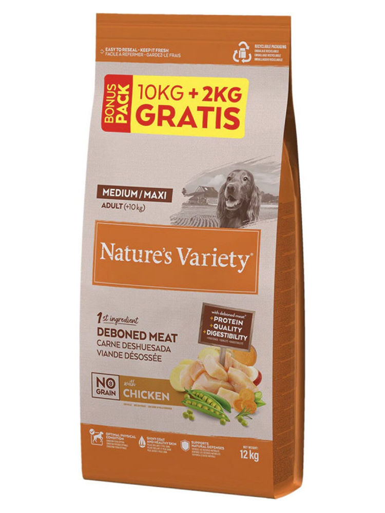 Natures Variety Medium Maxi Adult No Grain Frango - Bónus