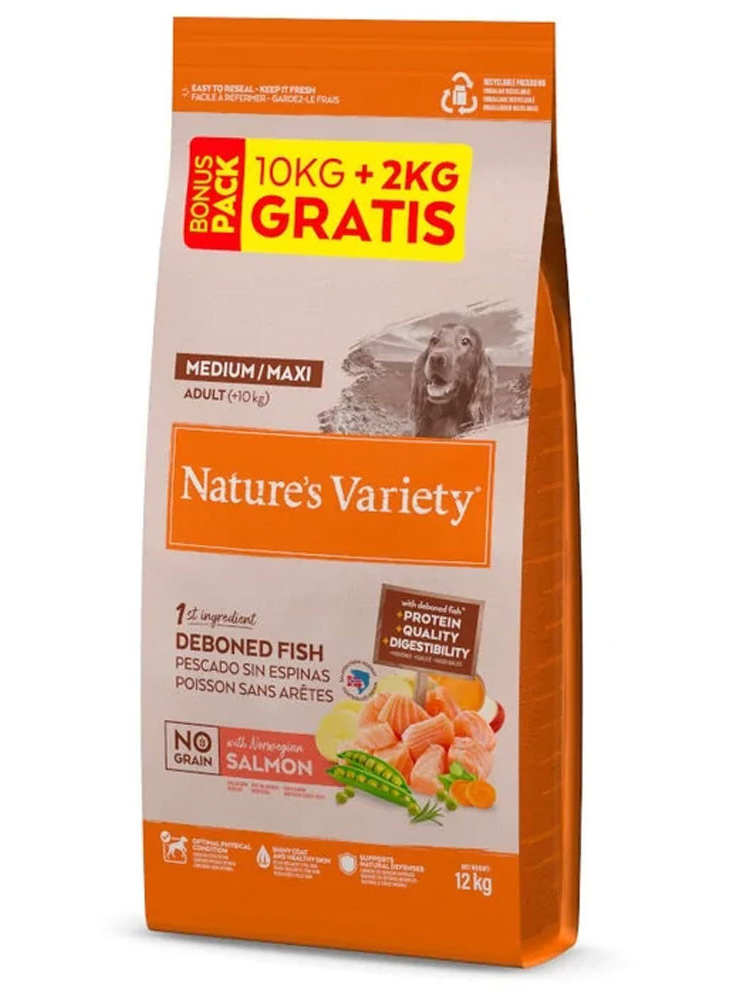 Natures Variety Medium Maxi Adult No Grain Salmão da Noruega - Bónus