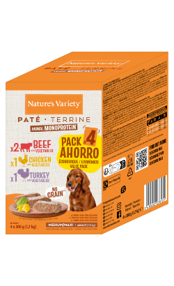 Natures Variety Original Patê No Grain Multipack Vaca, Frango & Peru Medium Maxi