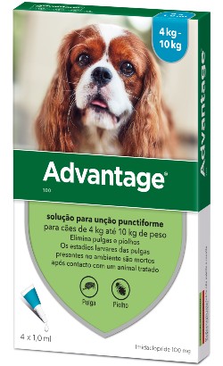 Pipetas antiparasitárias Advantage 100 Cão 4 - 10 Kg para cão
