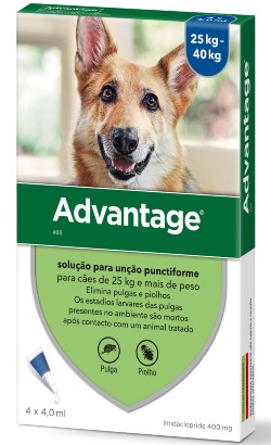 Pipetas antiparasitárias Advantage 400 Cão 25 - 40 Kg para cão – imagem principal