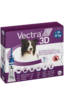 Pipetas antiparasitárias Vectra 3D Cão M 10 - 25 Kg para cão