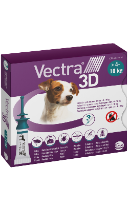 Pipetas antiparasitárias Vectra 3D Cão S 4 - 10 Kg para cão