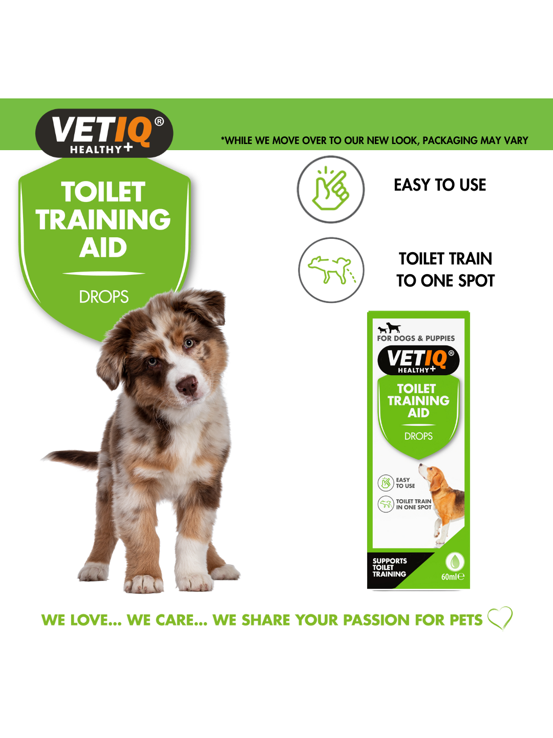 Pt Qualifications VetIQ Toilet Training Aid Drops for Dogs & Puppies | Meganimal